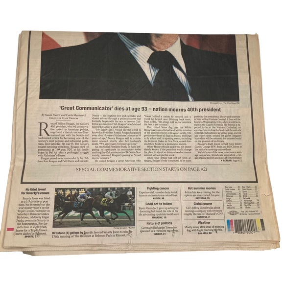 Ronald Reagan Vintage Cobalt Blue Coffee Mug + San Francisco Chronicles 6/4/2004 - Picture 4 of 15